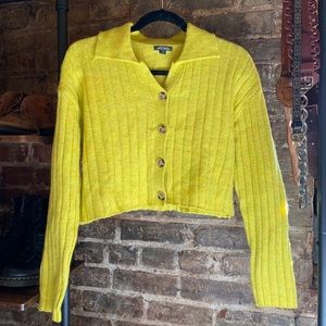 Wild Fable Yellow Collared Button Up Sweater - Size S